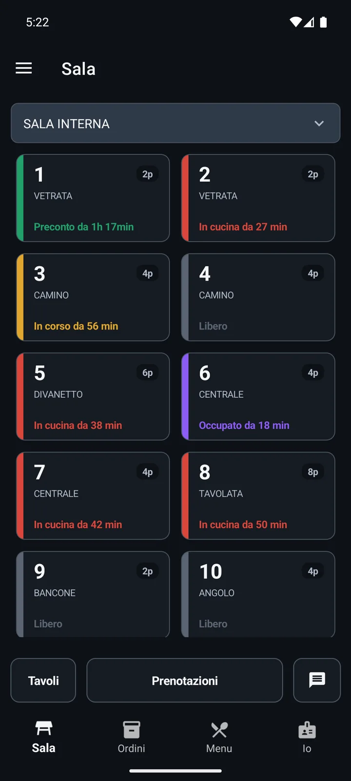 Il palmare RistoFacile: la mappa della sala sul telefono